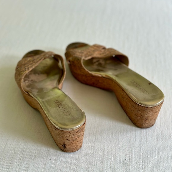 Jimmy Choo Vintage Cork Wedge Sandals Snakeskin 38 1/2 - Picture 6 of 6
